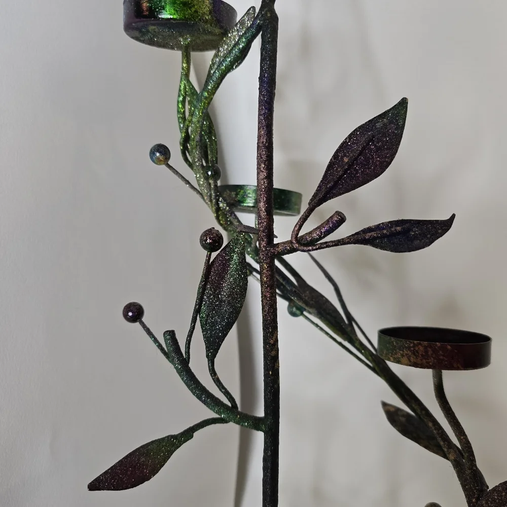 HANDCRAFTED Upcycled Metal Tea Light Candle Holder HANDPAINTED Table Art Decor